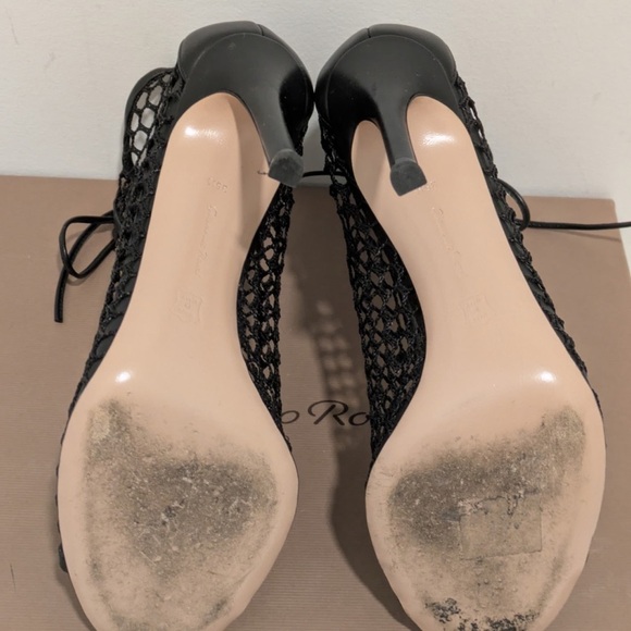 Gianvito Rossi Black Lace-Up Mesh Heels - Picture 3 of 5
